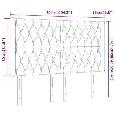 vidaXL LED Headboard Light Gray 64.2"x6.3"x46.5"/50.4" Fabric