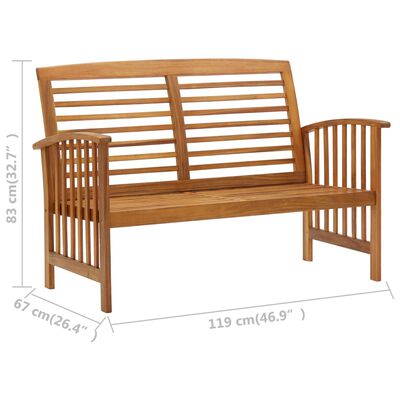 vidaXL 3 Piece Patio Lounge Set Solid Acacia Wood