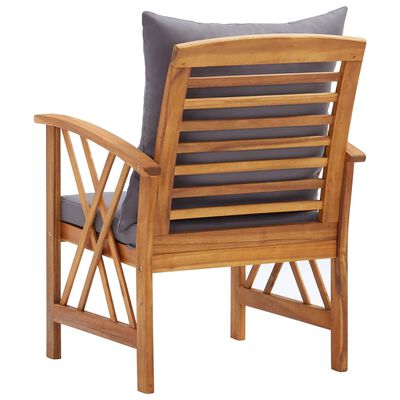 vidaXL Patio Chairs with Cushions 2 pcs Solid Acacia Wood