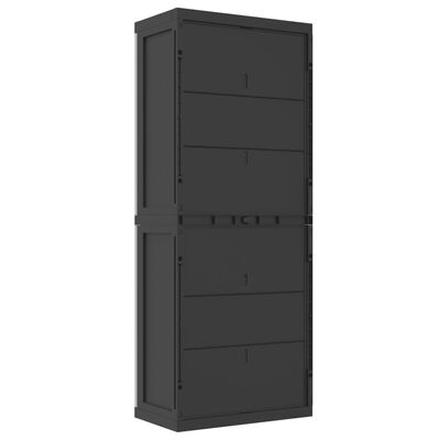 vidaXL Outdoor Storage Cabinet Gray and Black 25.6"x14.6"x65" PP