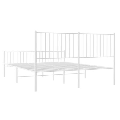 vidaXL Metal Bed Frame with Headboard and Footboard White 59.8"x78.7"