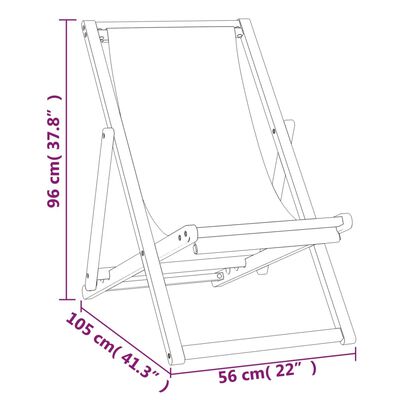 vidaXL Deck Chair Teak 22.1"x41.3"x37.8" Cream