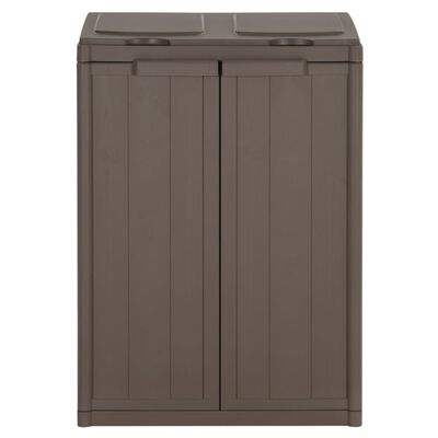 vidaXL Trash Bin with 2 Doors Brown 25.6"x17.7"x34.6" PP