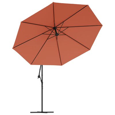 vidaXL Cantilever Garden Parasol with Aluminum Pole 137.8" Terracotta