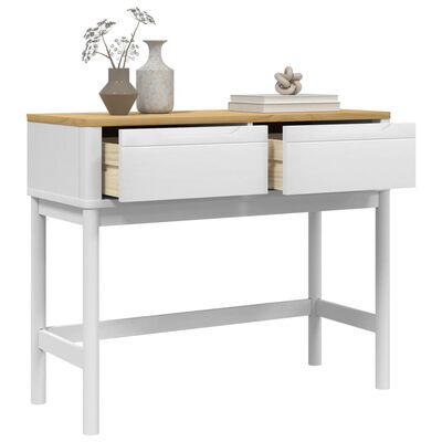 vidaXL Console Table FLORO White 35.2"x14.4"x28.7" Solid Wood Pine