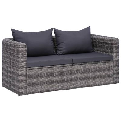 vidaXL 7 Piece Patio Lounge Set with Cushions Poly Rattan Gray