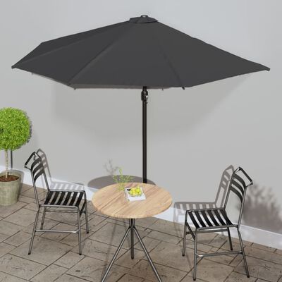 vidaXL Garden Parasol with Aluminum Pole Anthracite 118.1"x61" Half