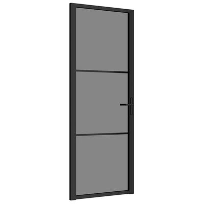 vidaXL Interior Door 29.9"x79.3" Black ESG Glass and Aluminum