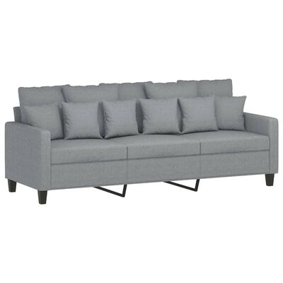 vidaXL 3-Seater Sofa with Footstool Light Gray 70.9" Fabric