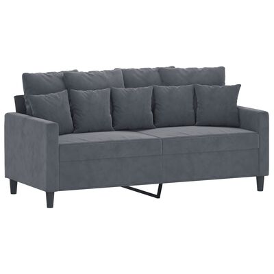 vidaXL 2 Piece Sofa Set with Cushions Dark Gray Velvet