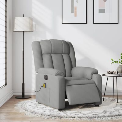 vidaXL Electric Massage Recliner Chair Light Gray Fabric