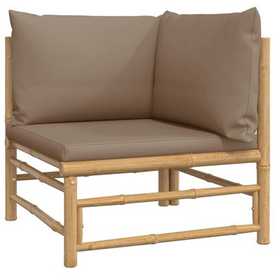 vidaXL 11 Piece Patio Lounge Set with Taupe Cushions Bamboo