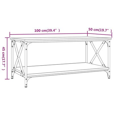 vidaXL Coffee Table Black 39.4"x19.7"x17.7" Engineered Wood and Iron