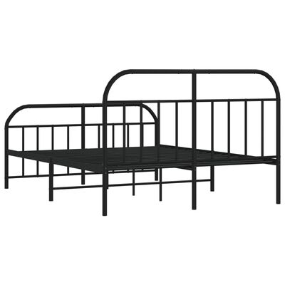 vidaXL Metal Bed Frame with Headboard and Footboard Black 53.9"x74.8" Full