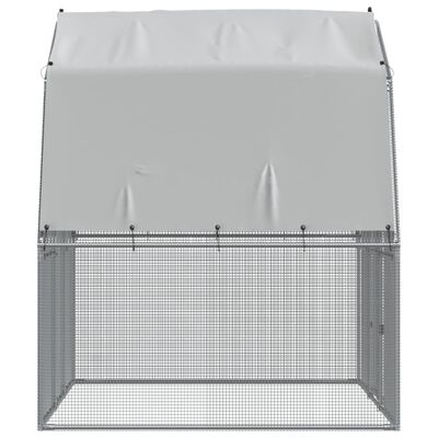 vidaXL Chicken Cage with Roof and Door Silver Galvanized Steel