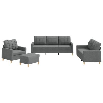 vidaXL 4 Piece Sofa Set with Cushions Dark Gray Fabric