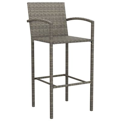 vidaXL 7 Piece Patio Bar Set Gray Poly Rattan