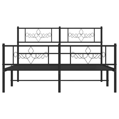 vidaXL Metal Bed Frame without Mattress with Footboard Black 53.1"x74.8"