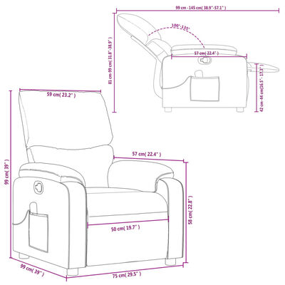 vidaXL Massage Recliner Chair Light Gray Fabric