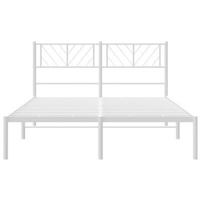 vidaXL Metal Bed Frame without Mattress with Headboard White 59.1"x78.7"