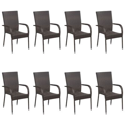 vidaXL 9 Piece Patio Dining Set Brown