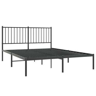 vidaXL Metal Bed Frame with Headboard Black 53.9"x74.8" Full