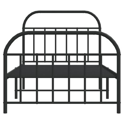 vidaXL Metal Bed Frame without Mattress with Footboard Black 39.4"x74.8"