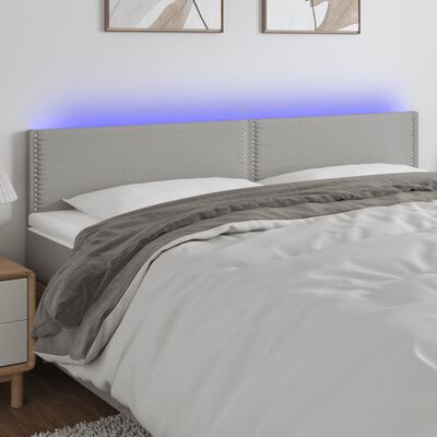 vidaXL LED Headboard Light Gray 78.7"x2"x30.7"/34.6" Fabric