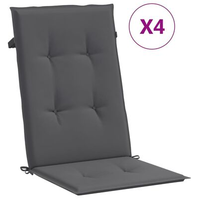 vidaXL Garden Highback Chair Cushions 4 pcs Anthracite 47.2"x19.7"x1.2" Fabric