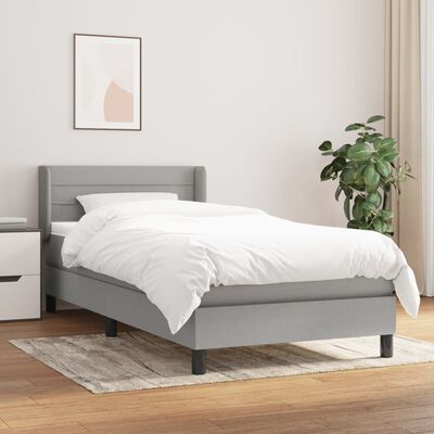 vidaXL Box Spring Bed with Mattress Light Gray Twin Fabric