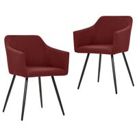 vidaXL Dining Chairs 2 pcs Wine Red Fabric