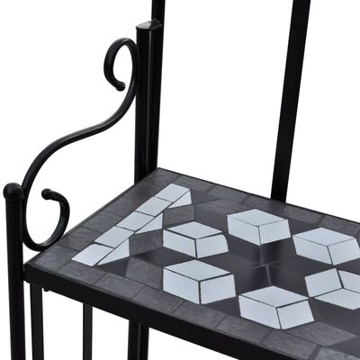 vidaXL Plant Stand Display Black White Mosaic Pattern