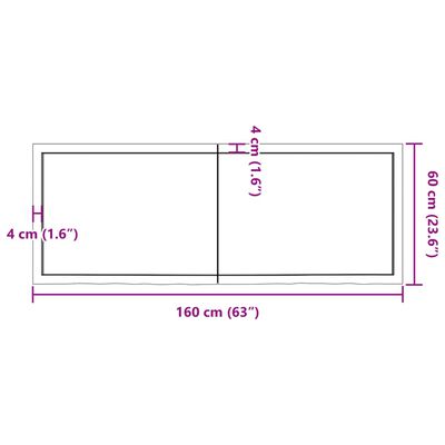 vidaXL Bathroom Countertop Light Brown 63"x23.6"x(0.8"-1.6") Treated Solid Wood