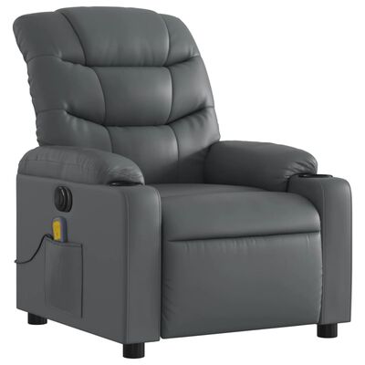 vidaXL Electric Massage Recliner Chair Gray Faux Leather