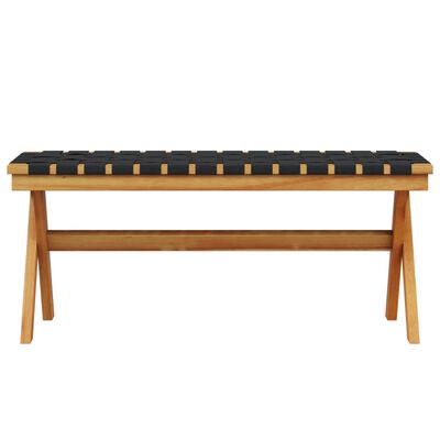 vidaXL Patio Bench Black Solid Wood Acacia and Fabric