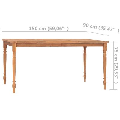 vidaXL Batavia Table 59.1"x35.4"x29.5" Solid Teak Wood