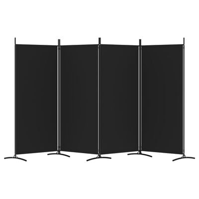 vidaXL 4-Panel Room Divider Black 136.2"x70.9" Fabric