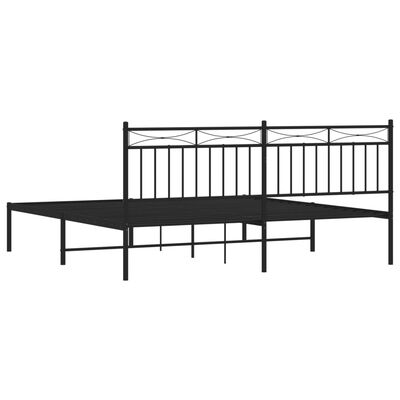 vidaXL Metal Bed Frame without Mattress with Headboard Black 72"x83.9"