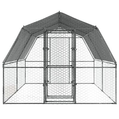 vidaXL Bird Cage with Roof and Door Silver Galvanized Steel