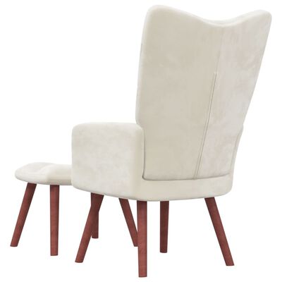 vidaXL Relaxing Chair with a Stool Cream White Velvet