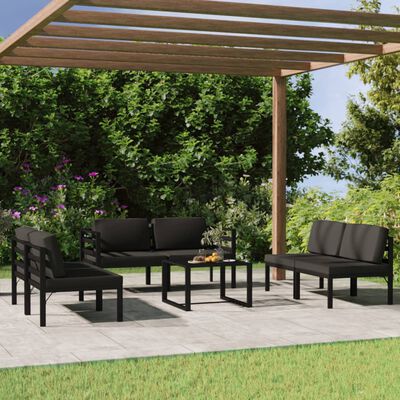 vidaXL 7 Piece Patio Lounge Set with Cushions Aluminum Anthracite