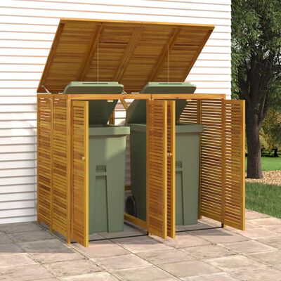 vidaXL Double Garbage Bin Shed 55.1"x35"x46.1" Solid Wood Acacia