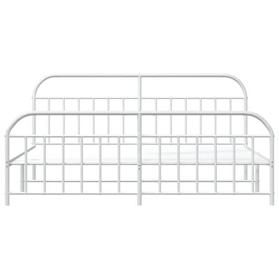 vidaXL Metal Bed Frame without Mattress with Footboard White 76"x79.9"