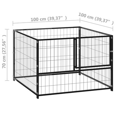 vidaXL Dog Kennel Black 39.4"x39.4"x27.6" Steel