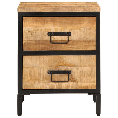 vidaXL Bed Cabinet with 2 Drawers 15.7"x13.8"x20.9" Solid Rough Wood Mango