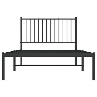 vidaXL Metal Bed Frame with Headboard Black 39.4"x74.8" Twin