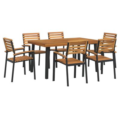 vidaXL 7 Piece Patio Dining Set Solid Wood Acacia and Metal