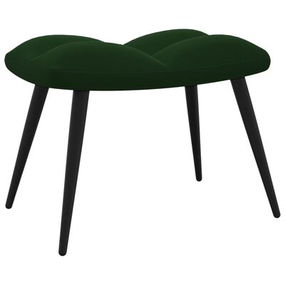 vidaXL Relaxing Chair with a Stool Dark Green Velvet