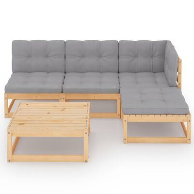 vidaXL 5 Piece Patio Lounge Set with Cushions Solid Wood Pine