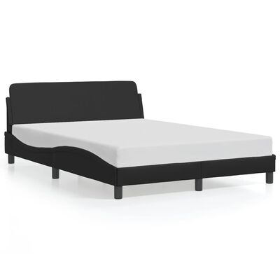 vidaXL Bed Frame with Headboard Black 53.9"x74.8" Full Faux Leather